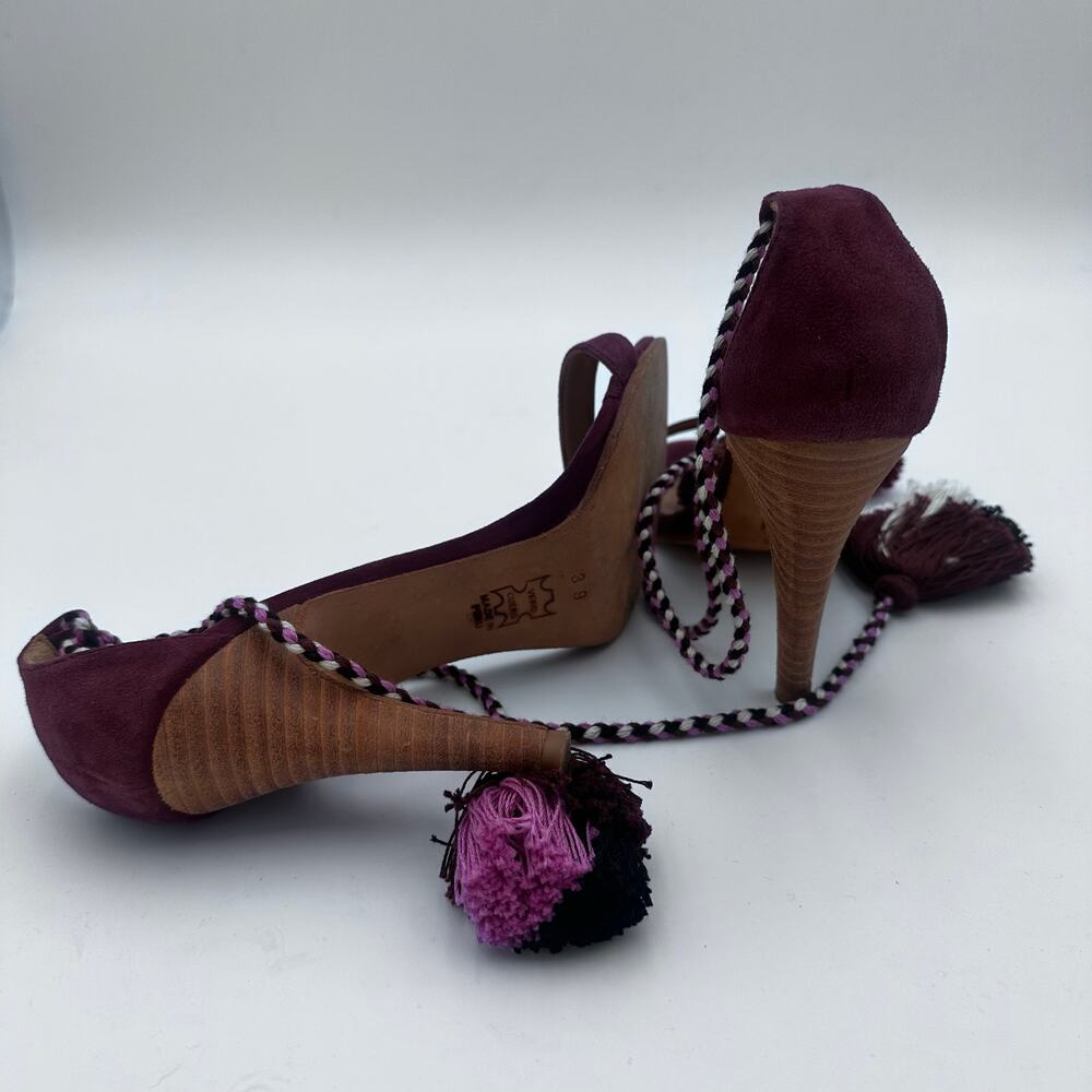 ULLA JOHNSON Suede Tassel Lace-Up Heeled Sandals | EU 39 size 8 - Picture 2 of 6
